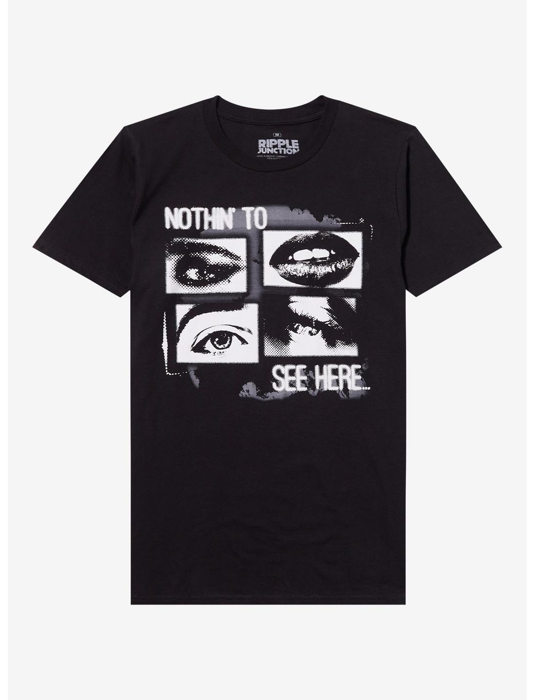 T-shirt coupe décontractée Nothin' To See Here yeux et lèvres à carreaux