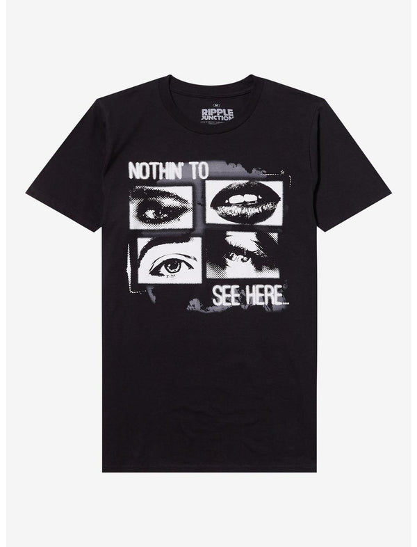 Nothin' To See Here Eyes & Lips Grid Relaxed Fit T-Shirt