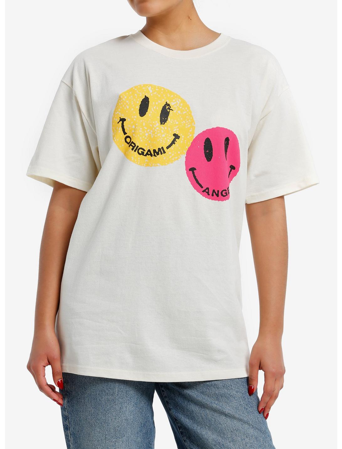 Origami Angel Smiling Face Girls Oversized T-Shirt