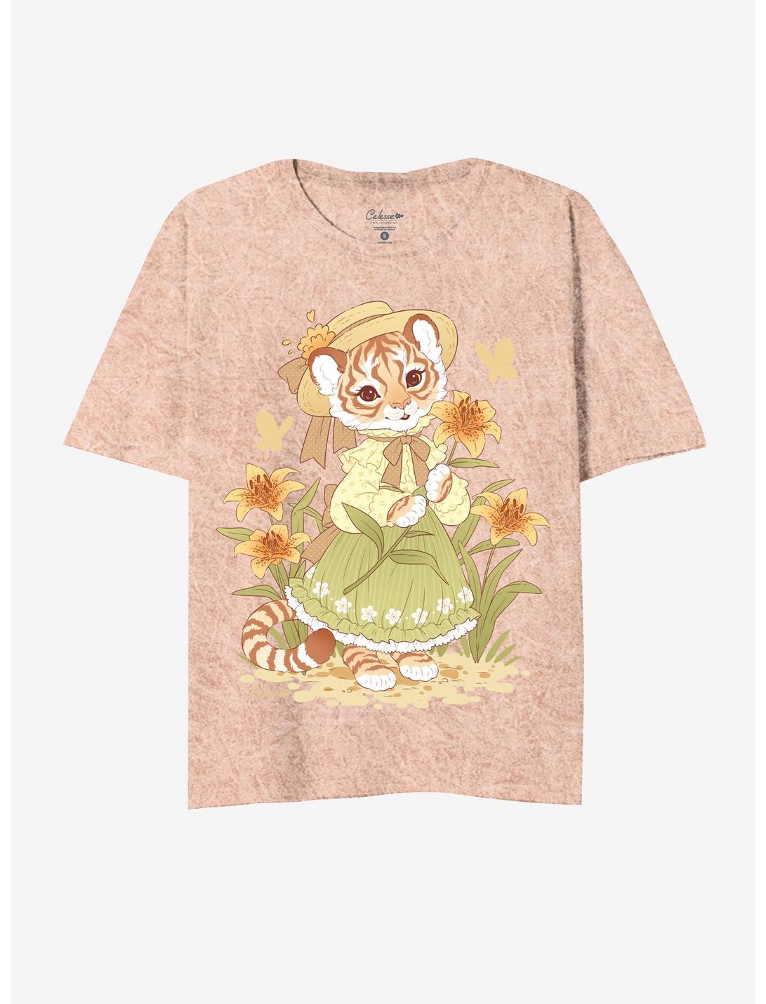 T-shirt ample tie-dye pour filles Tiger Flower Girl par Little Celesse