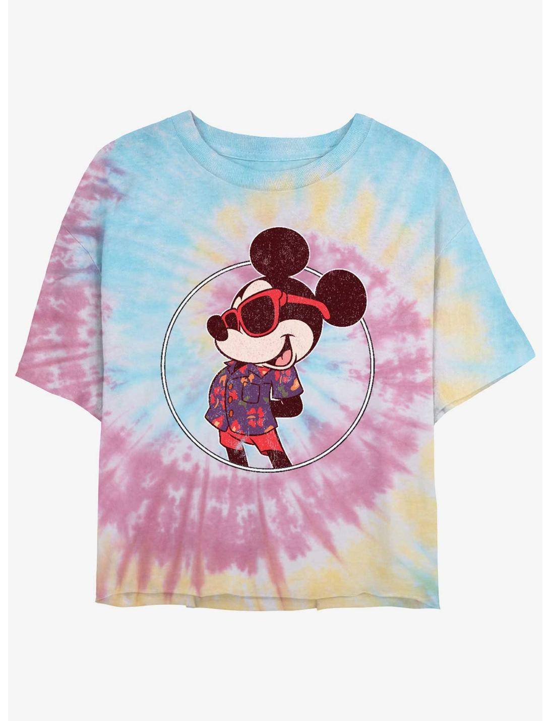 Disney Mickey Mouse Summer Mickey Girls Tie-Dye Crop T-Shirt