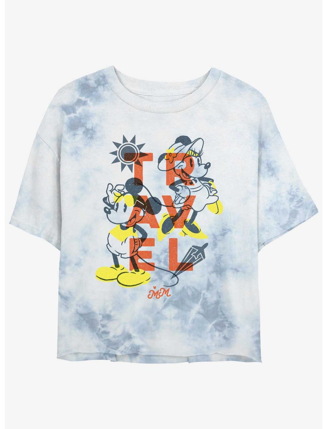 T-shirt court tie-dye pour filles Disney Mickey Mouse et Minnie Mouse, motif voyage