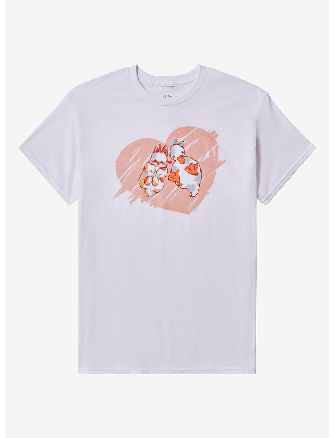 T-shirt Cœur Oie et Lapin Par PinkPafu