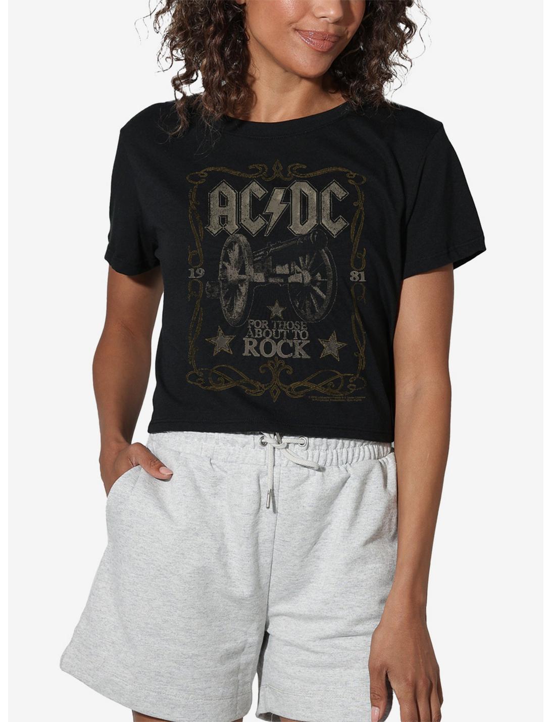 AC/DC Rock Label Girls Crop Top T-Shirt