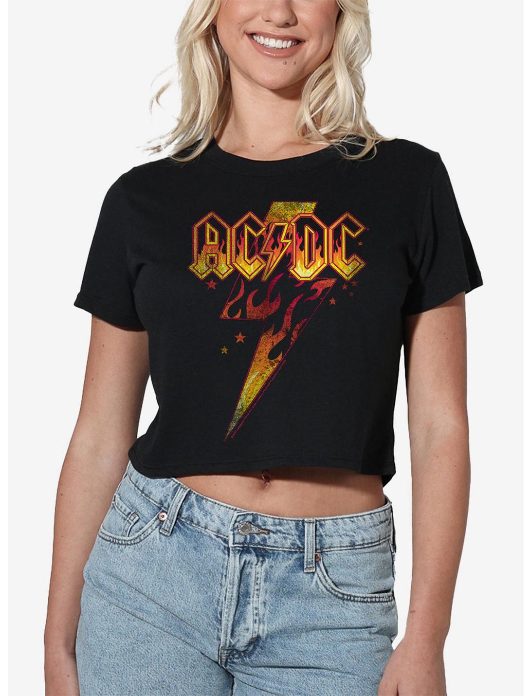 AC/DC Fire Bolt Girls Crop Top T-Shirt