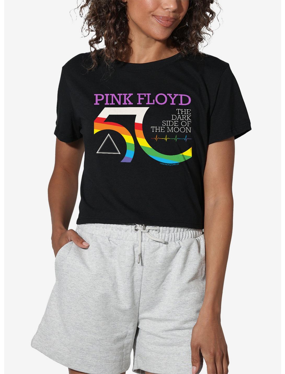 T-shirt court pour filles avec logo 50e anniversaire de Pink Floyd