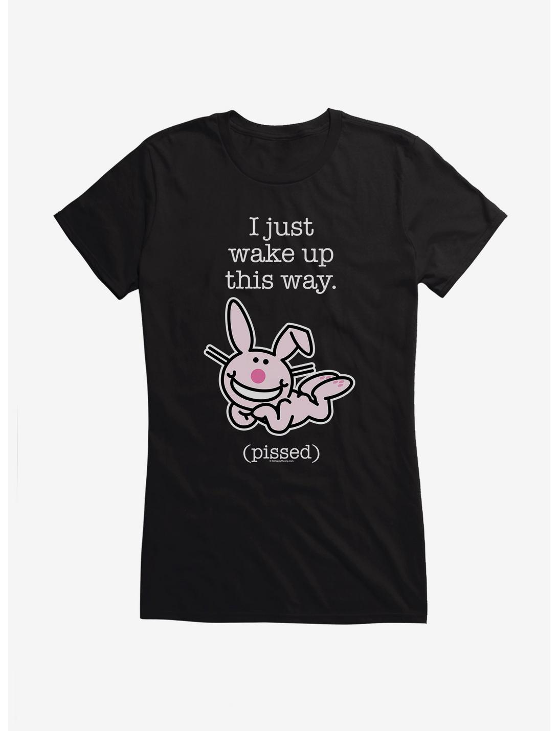 It's Happy Bunny I Wake Up Pissed Girls T-Shirt