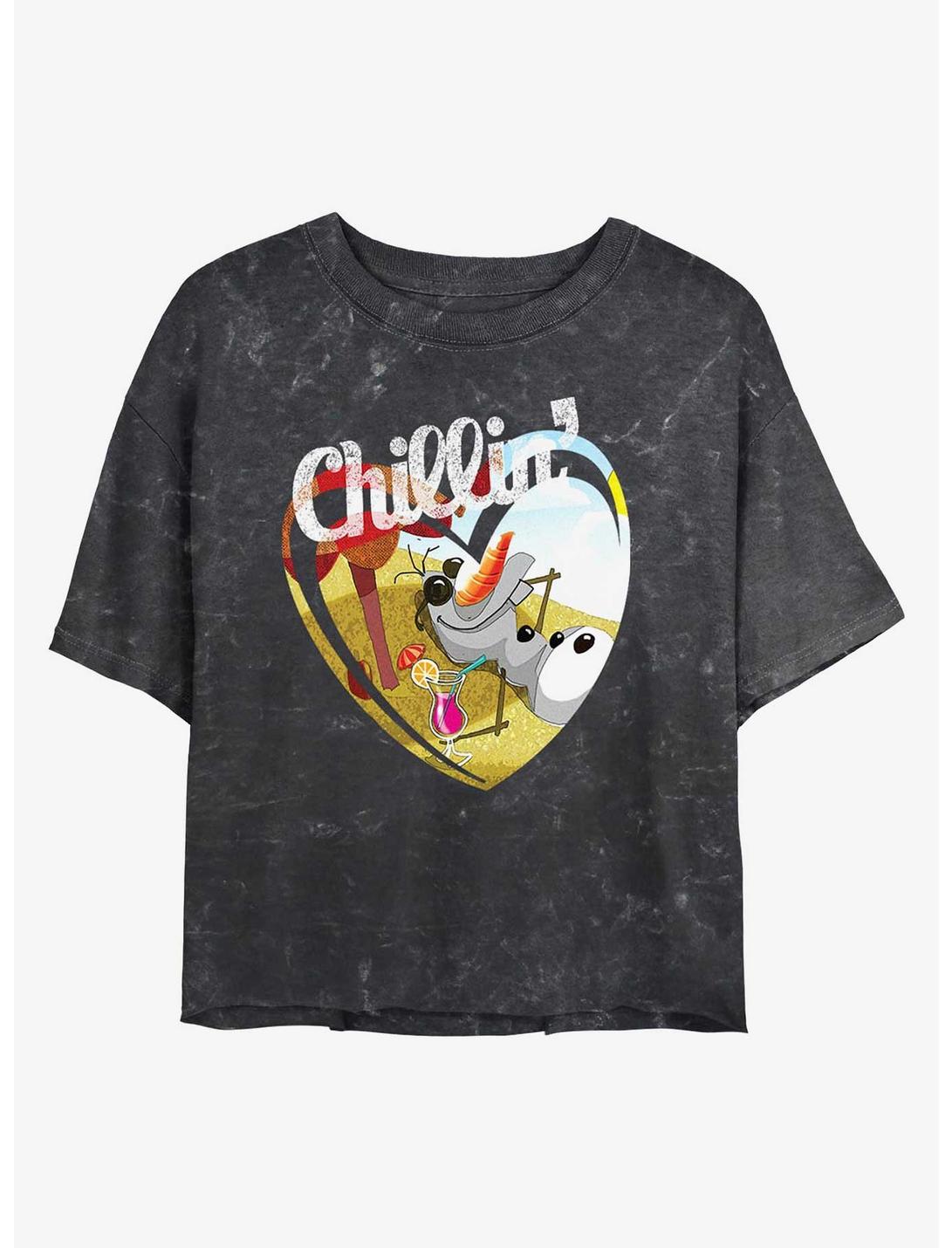 T-shirt court à délavage minéral La Reine des Neiges Olaf Chillin pour filles