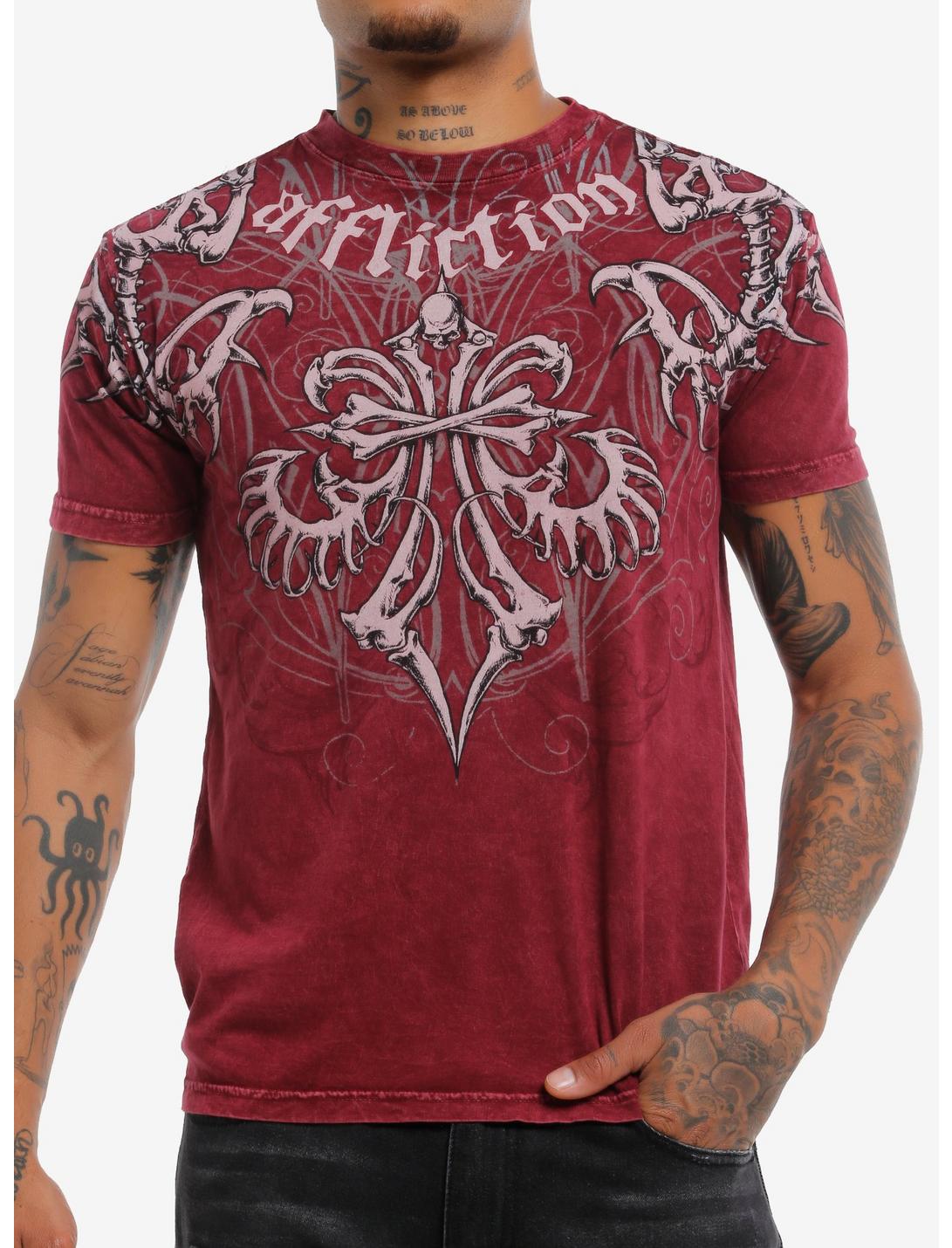 Affliction Skeleton Filigree Burgundy T-Shirt