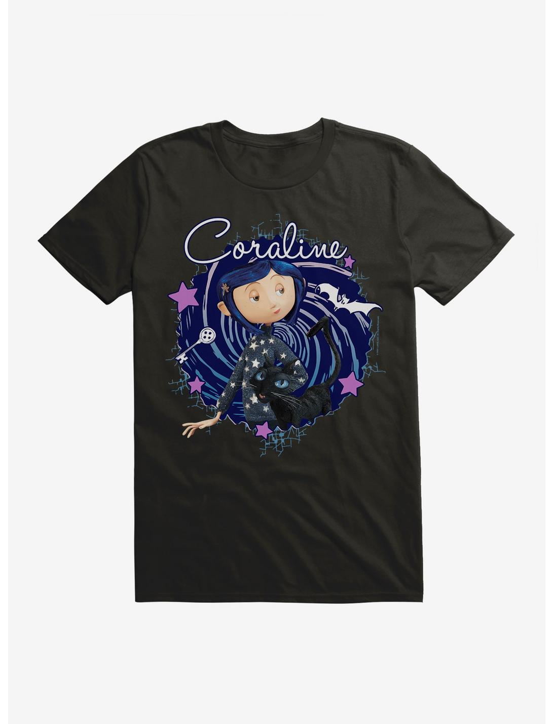 Coraline The Cat Swirl And Stars Extra Soft T-Shirt
