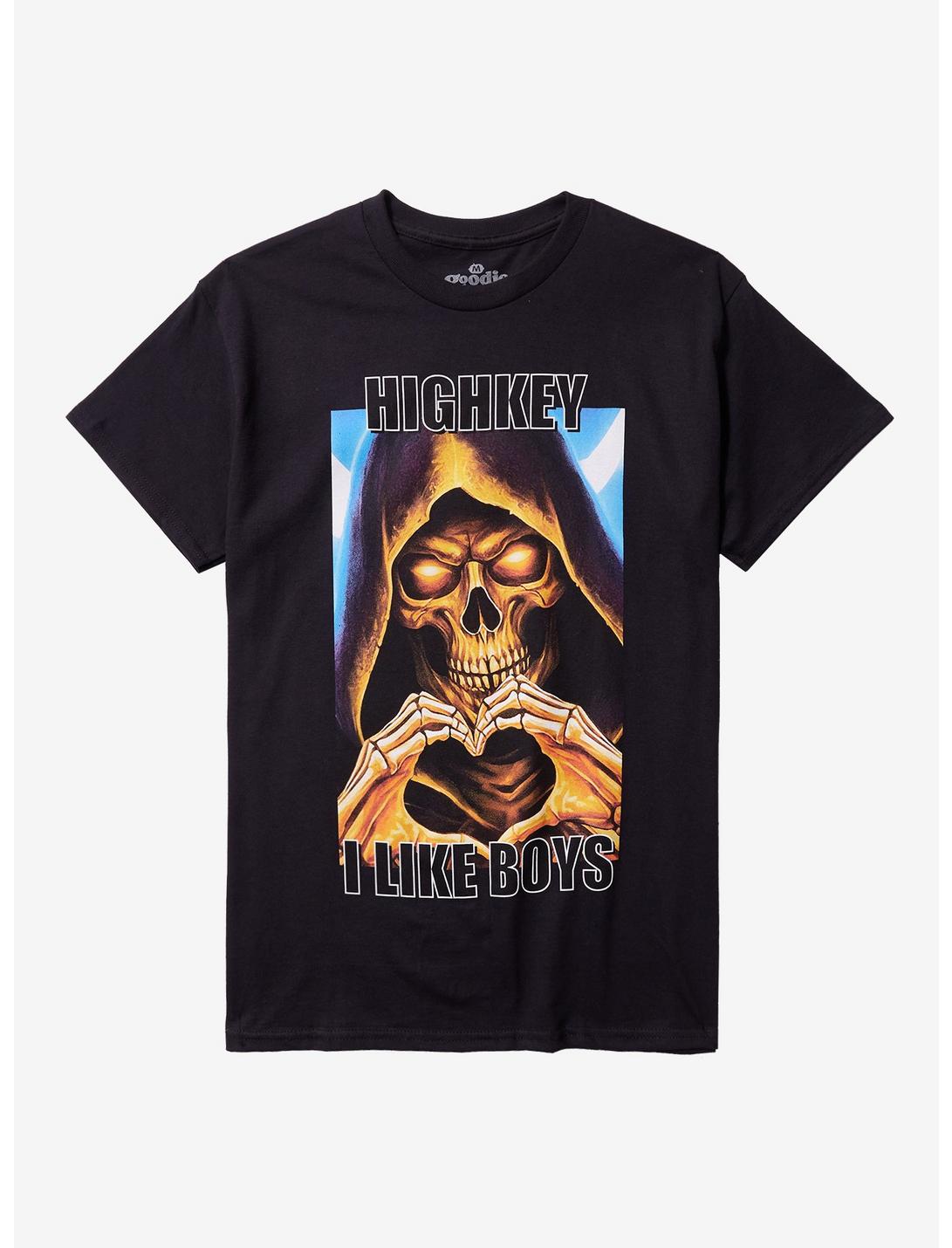 Skeleton Reaper I Like Boys T-Shirt By Goodie Two Sleeves