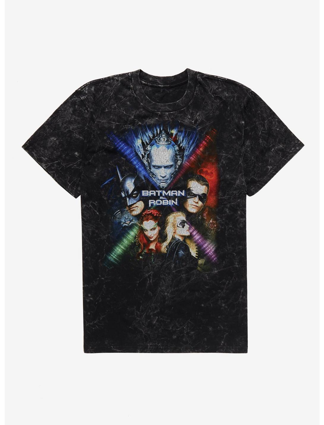 T-shirt délavé à l'acide avec affiche de film Batman & Robin