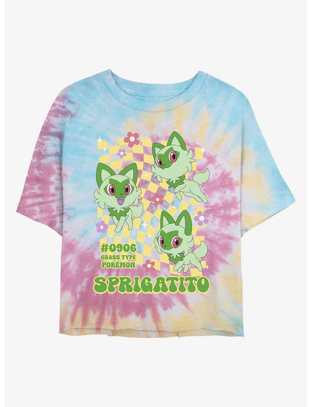 T-shirt court tie-dye Pokémon Sprigatito pour filles, type Plante