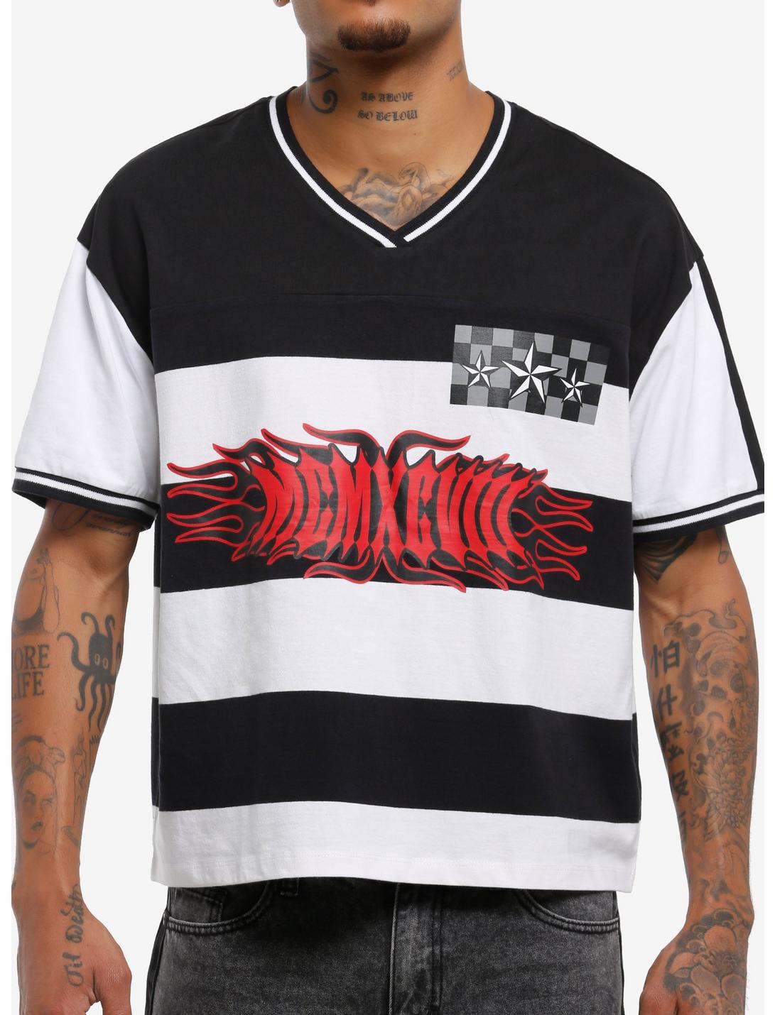 T-shirt court rayé étoile noir et blanc