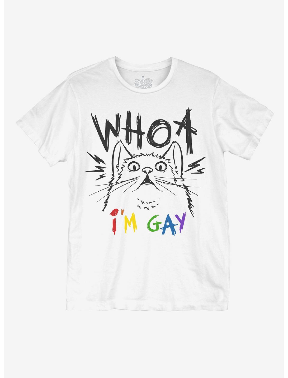 Whoa I'm Gay Cat T-Shirt By Goodie Two Sleeves