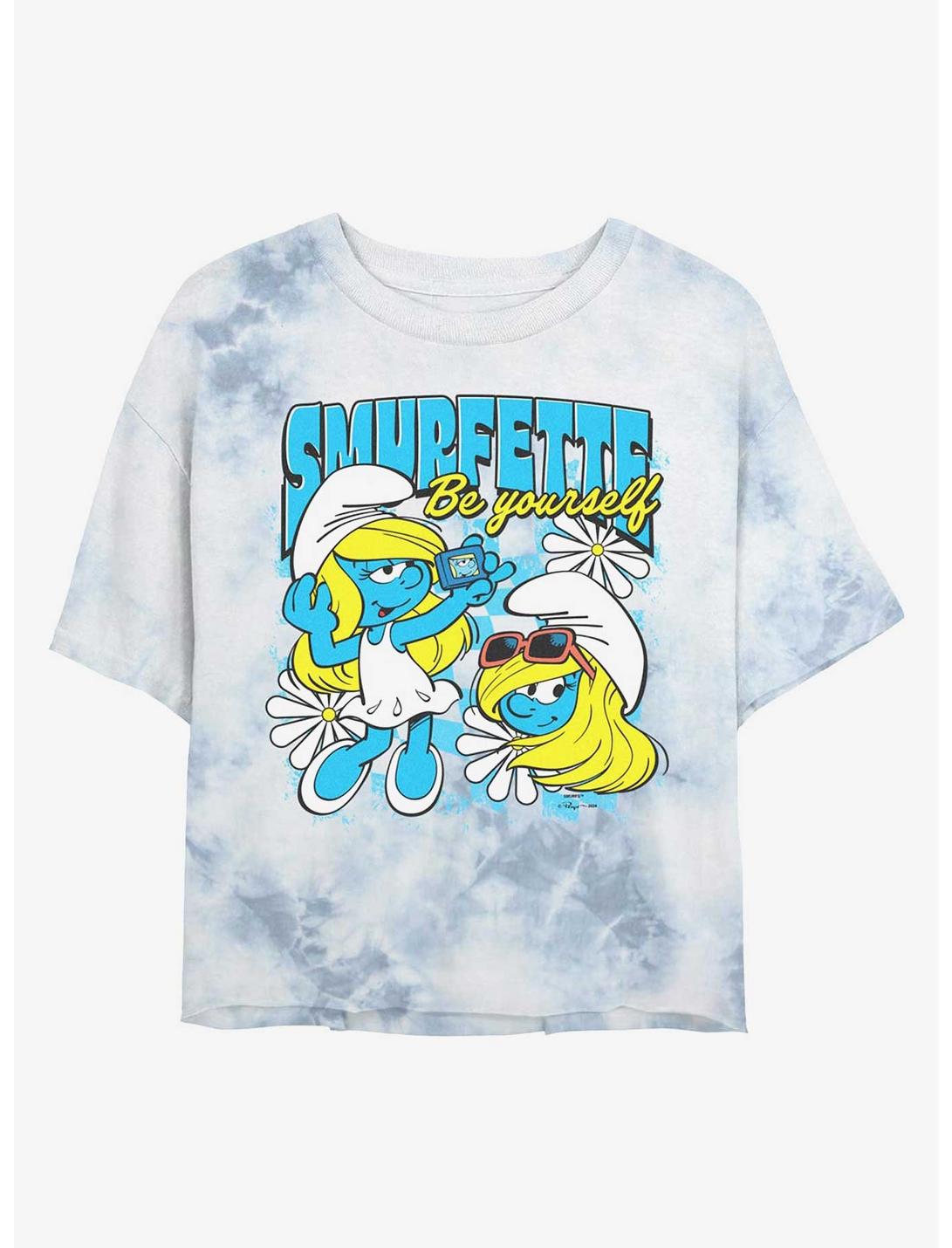 The Smurfs Be Yourself Girls Tie-Dye Crop T-Shirt