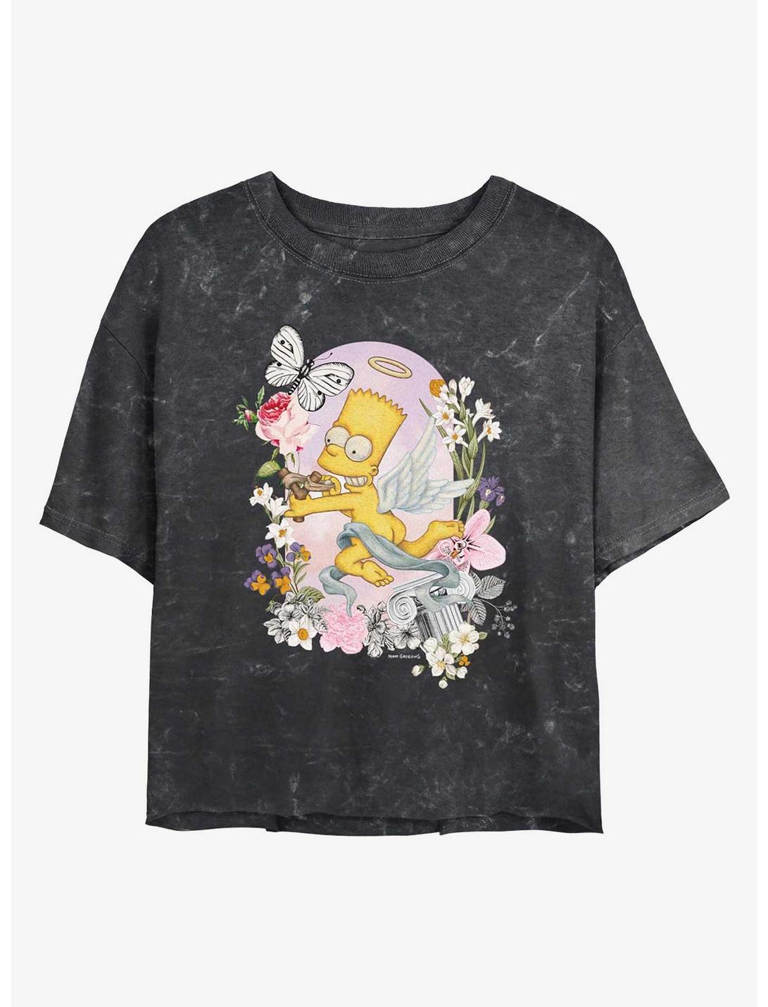 The Simpsons Cherub Bart Girls Mineral Wash Crop T-Shirt