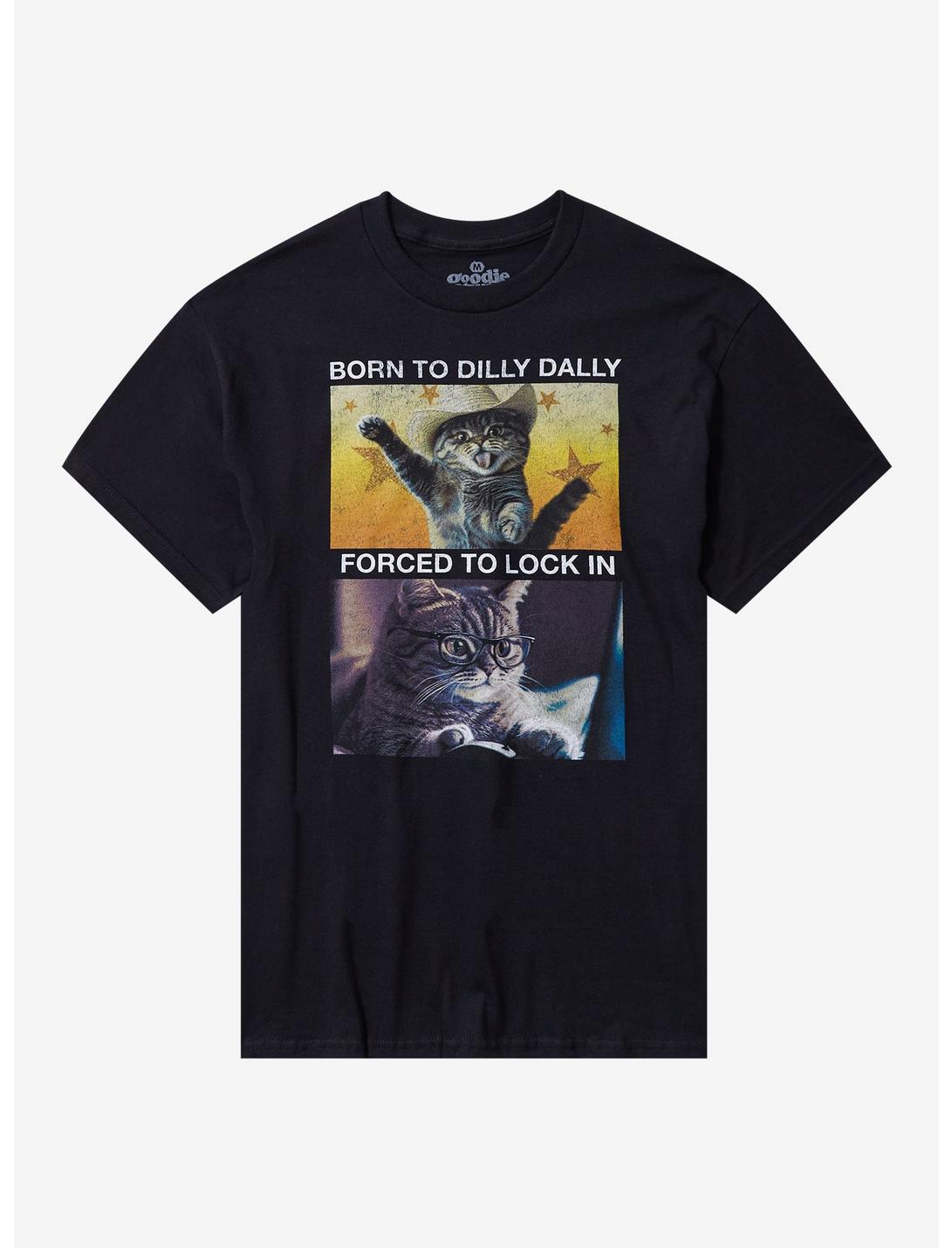 Dilly Dally & Lock In Cat T-Shirt By Goodie Two Sleeves
