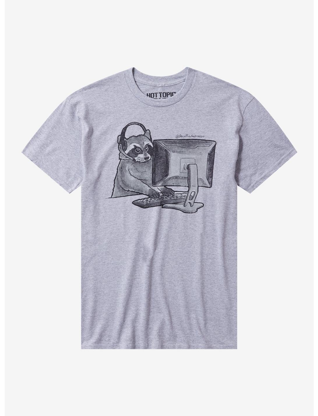 Raccoon Gaming T-Shirt By Decaffedepresso
