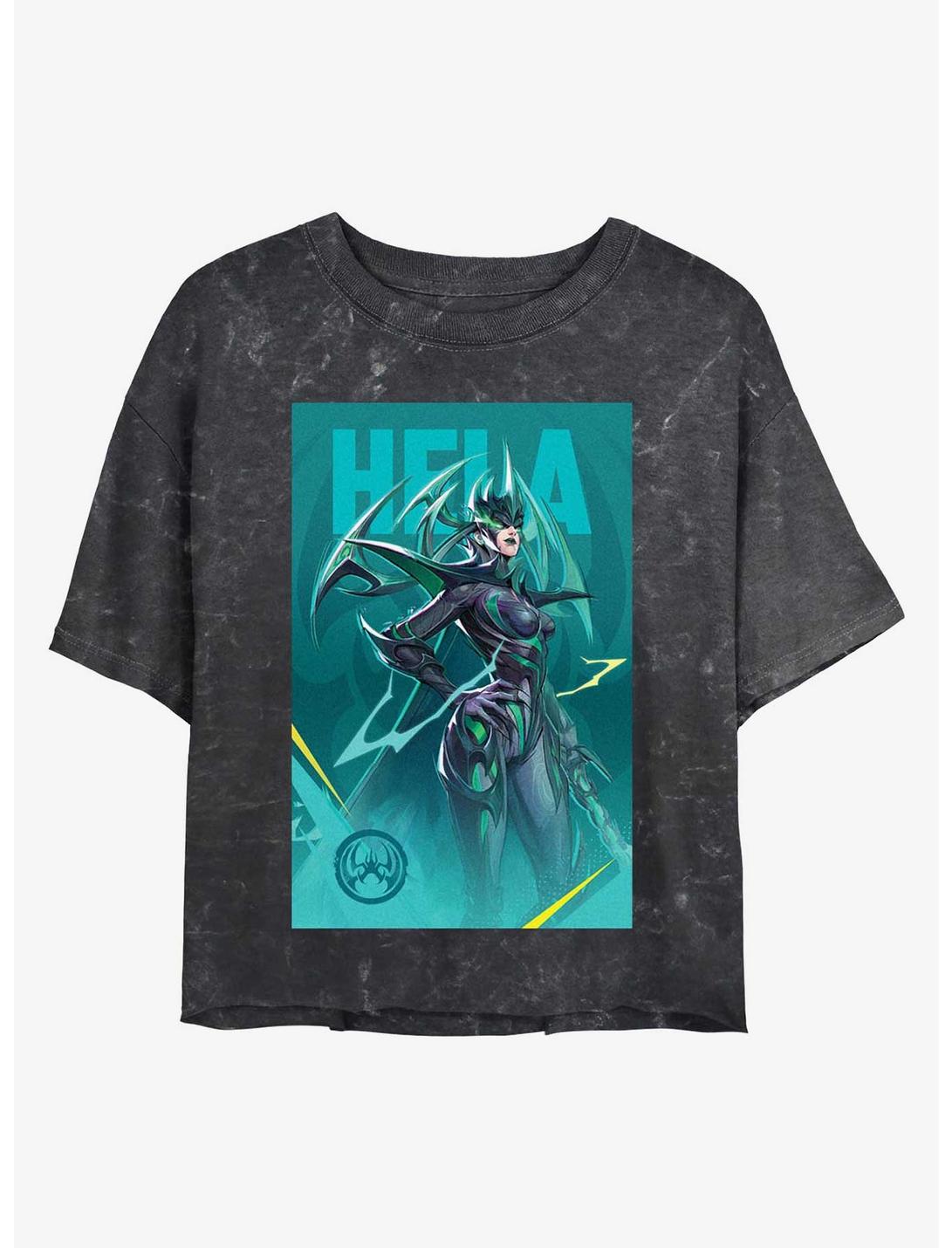 Marvel Rivals Hela Pose Mineral Wash Girls Crop T-Shirt