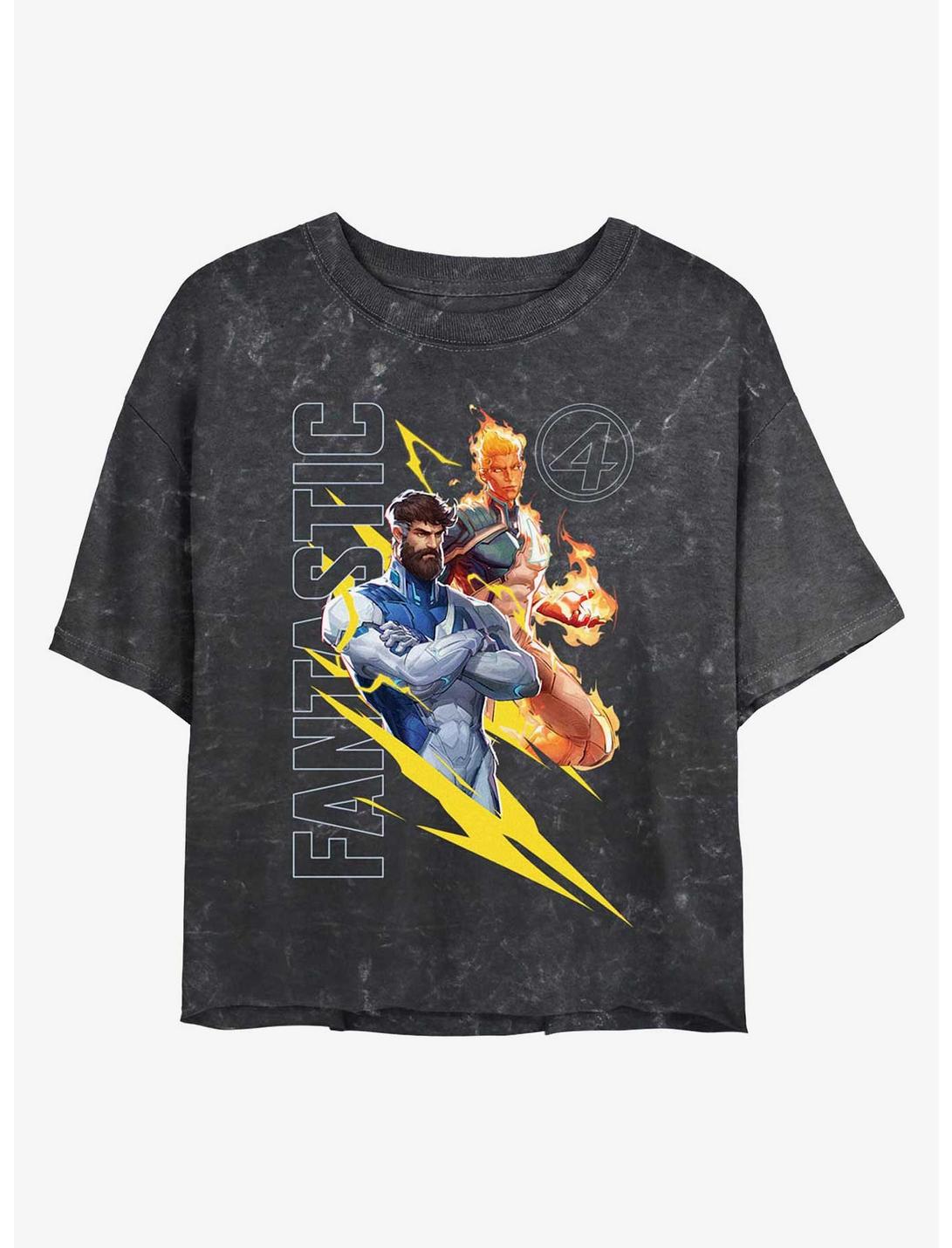 Marvel Rivals John Storm And Reed Mineral Wash Girls Crop T-Shirt