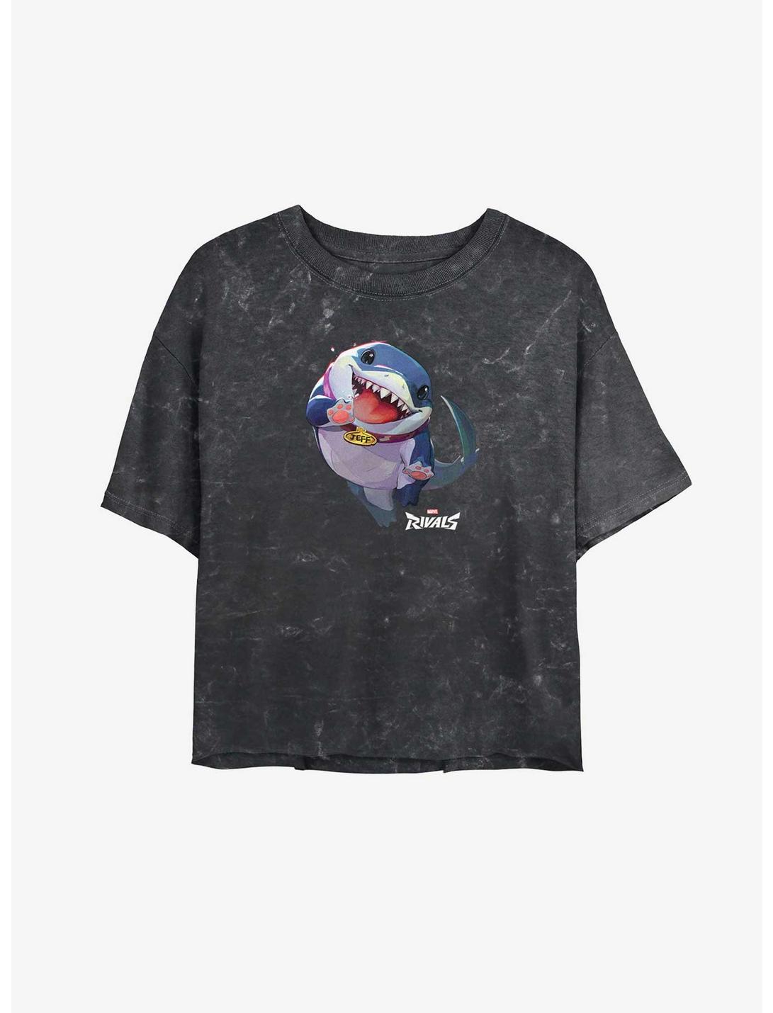 Marvel Rivals Jeff The Shark Mineral Wash Girls Crop T-Shirt