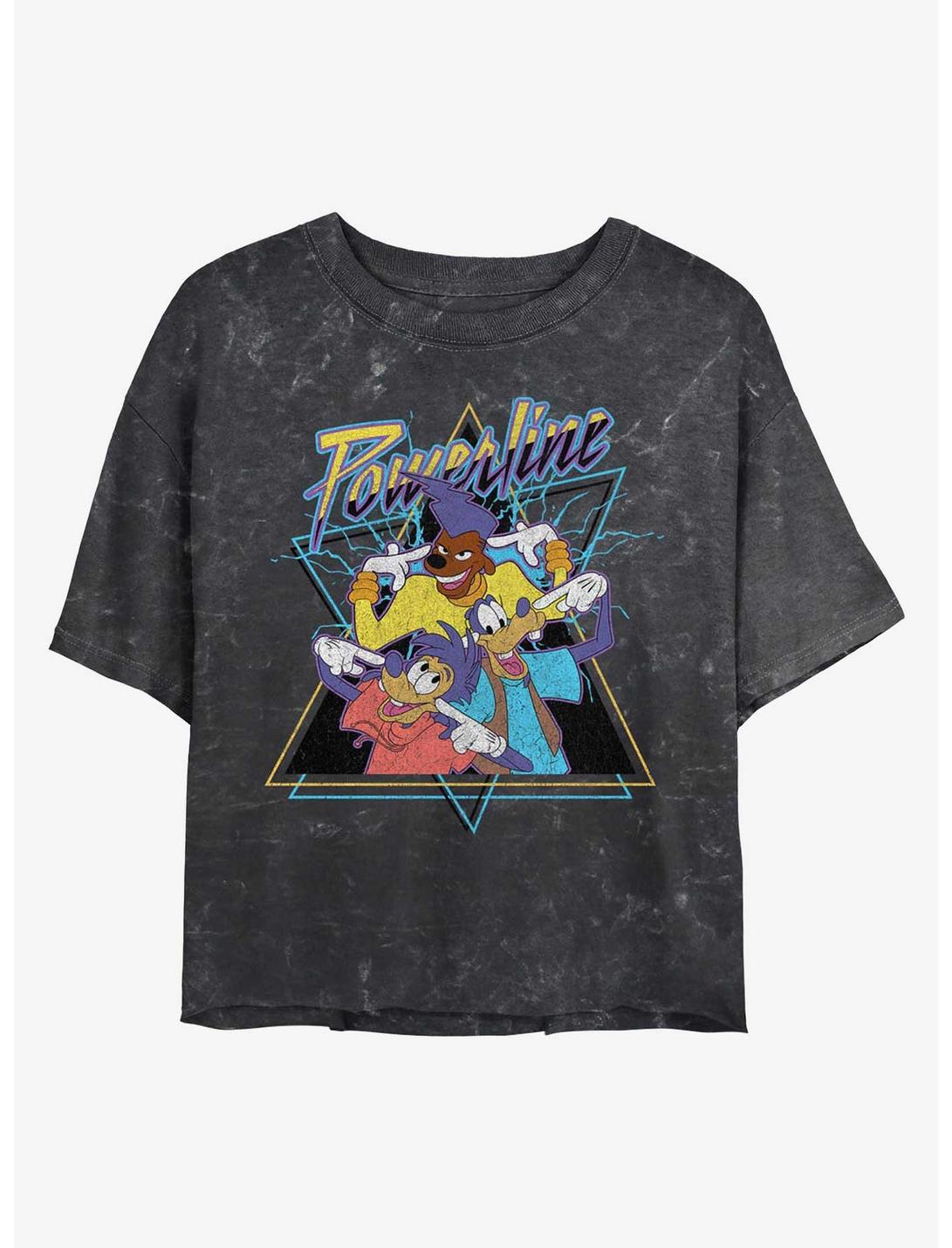 Disney A Goofy Movie Powerline Goof Group Girls Mineral Wash Crop T-Shirt