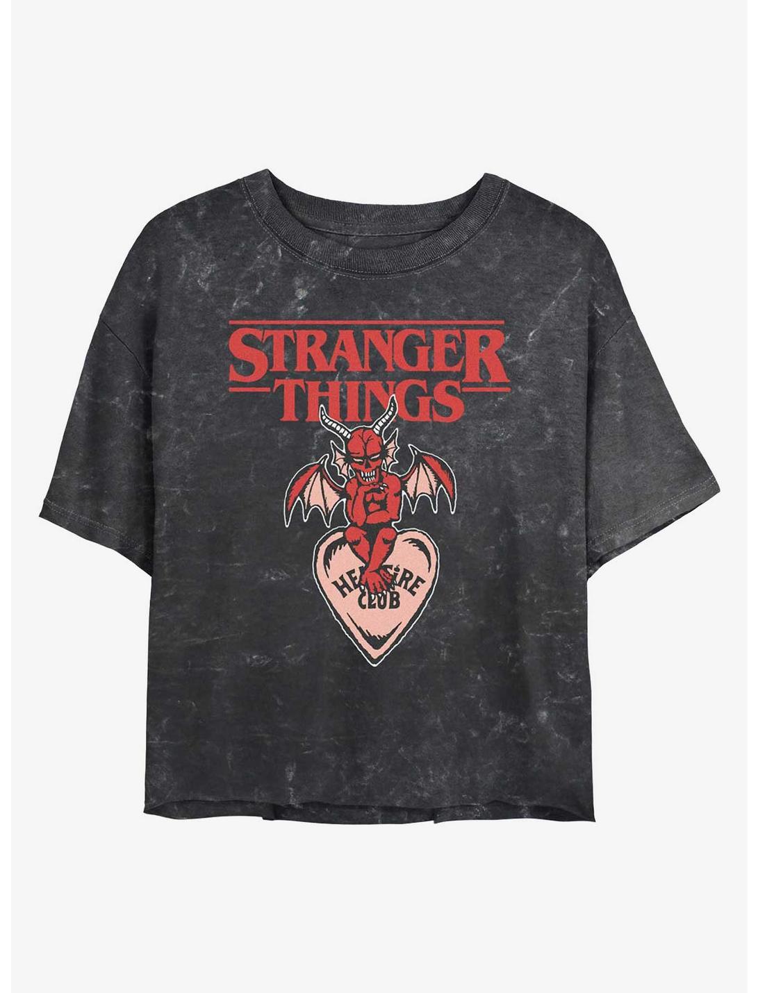 Stranger Things Hellfire Club Devil Girls Mineral Wash Crop T-Shirt