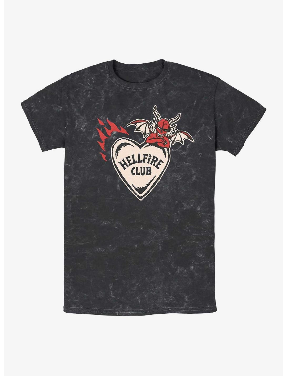 T-shirt délavé à la pierre Stranger Things Hellfire Club Cœur Diable