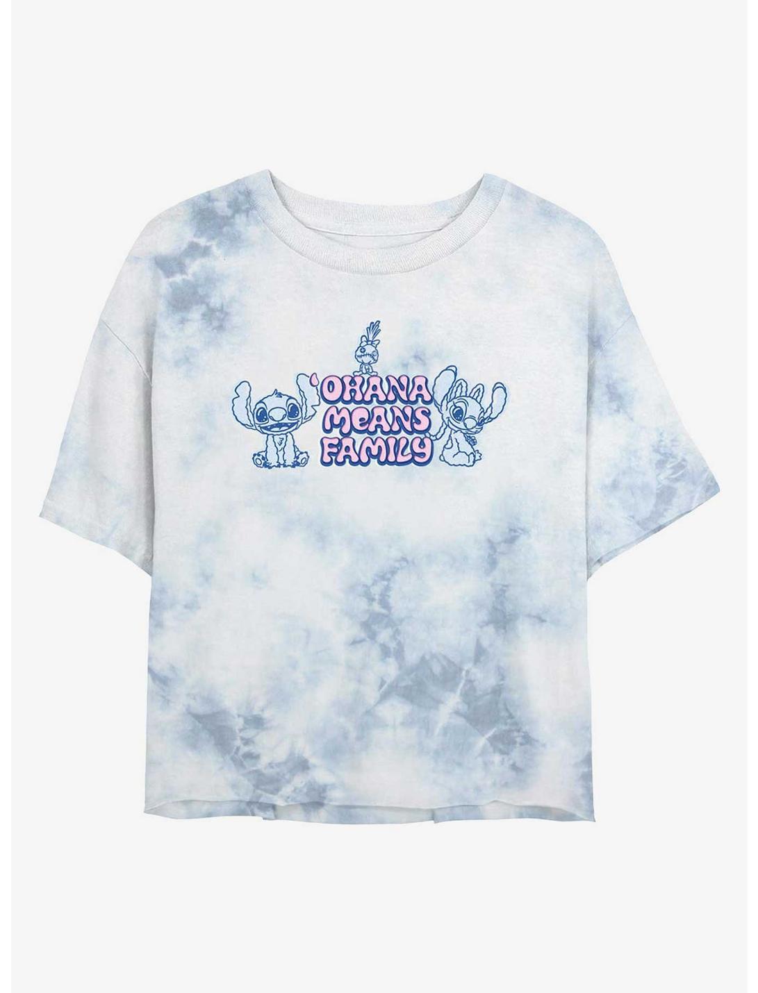 Disney Lilo & Stitch Ohana Means Family Girls Tie-Dye Crop T-Shirt