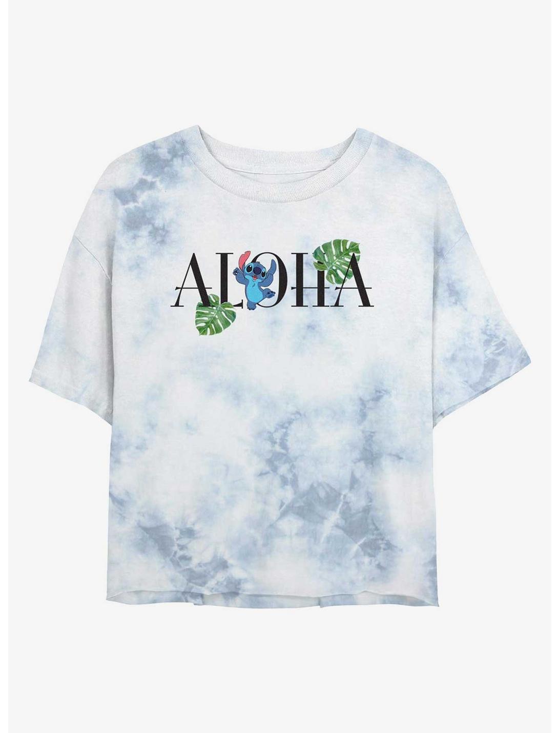 Disney Lilo & Stitch Aloha Leaves Girls Tie-Dye Crop T-Shirt