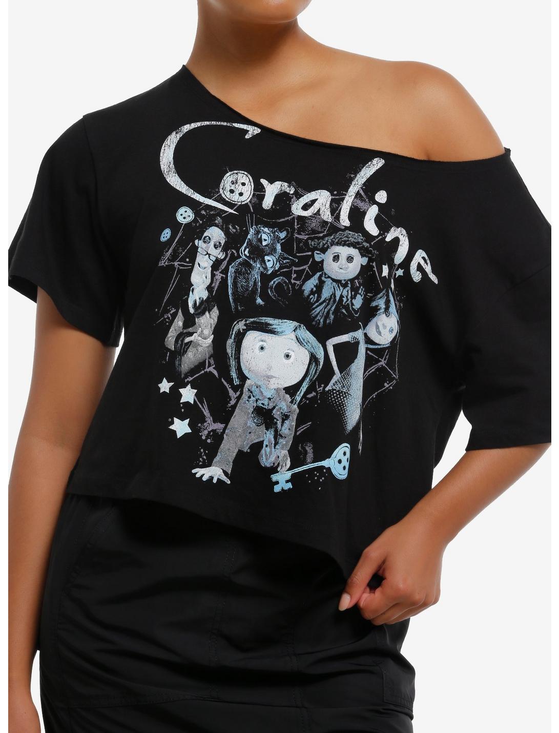 Coraline Jumbo Print Girls Off-Shoulder T-Shirt