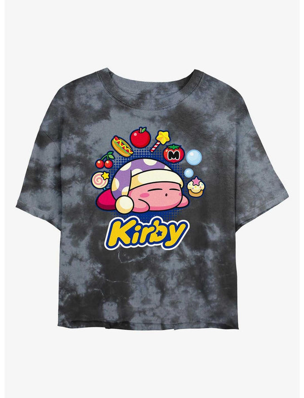 Nintendo Kirby Dreaming Food Girls Tie-Dye Crop T-Shirt