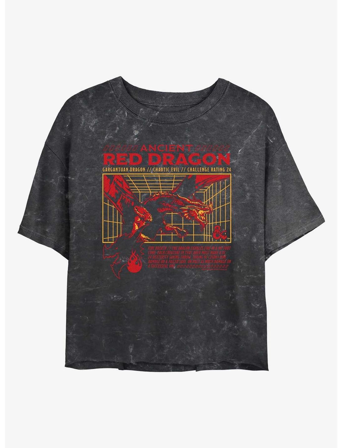 Dungeons & Dragons Red Dragon Stats Girls Mineral Wash Crop T-Shirt