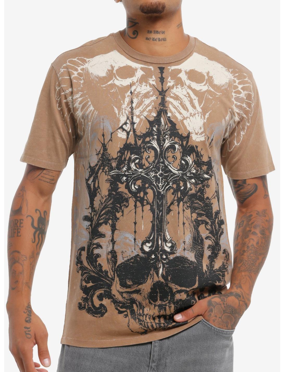 Winged Skulls & Gothic Cross T-Shirt