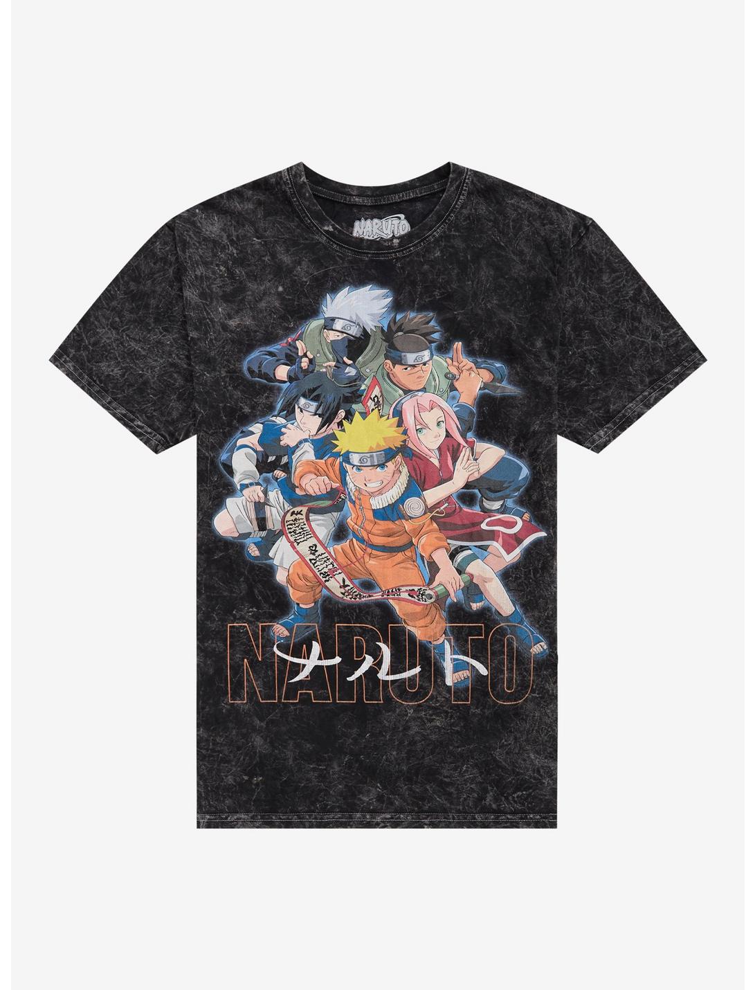 T-shirt délavage foncé groupe Naruto