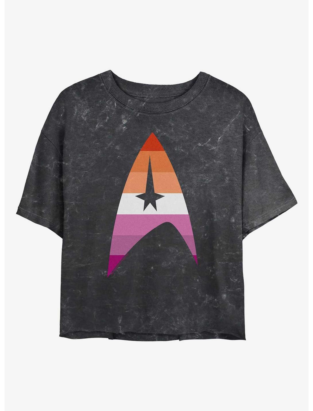 Star Trek Lesbian Flag Logo Mineral Wash Crop T-Shirt