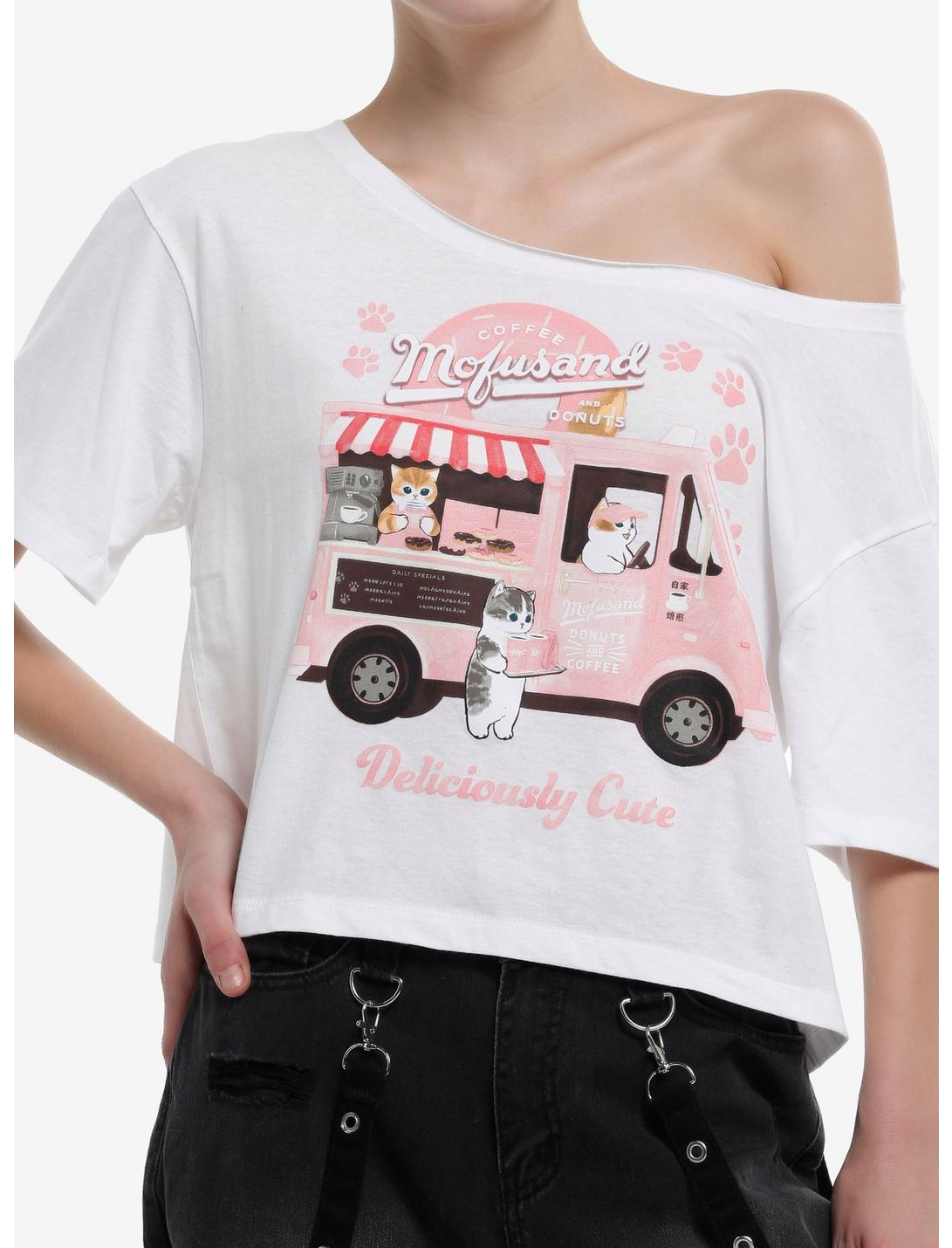 Mofusand Sweets Truck Girls Off-Shoulder T-Shirt