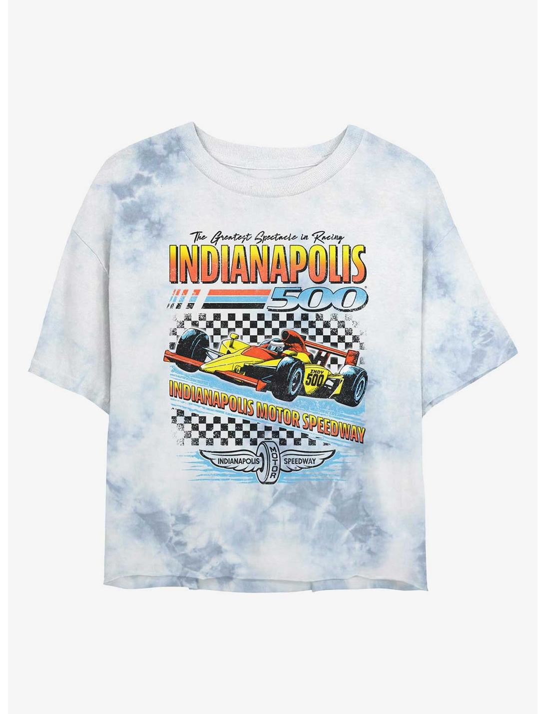 Indianapolis 500 Race Checker Girls Tie-Dye Crop T-Shirt