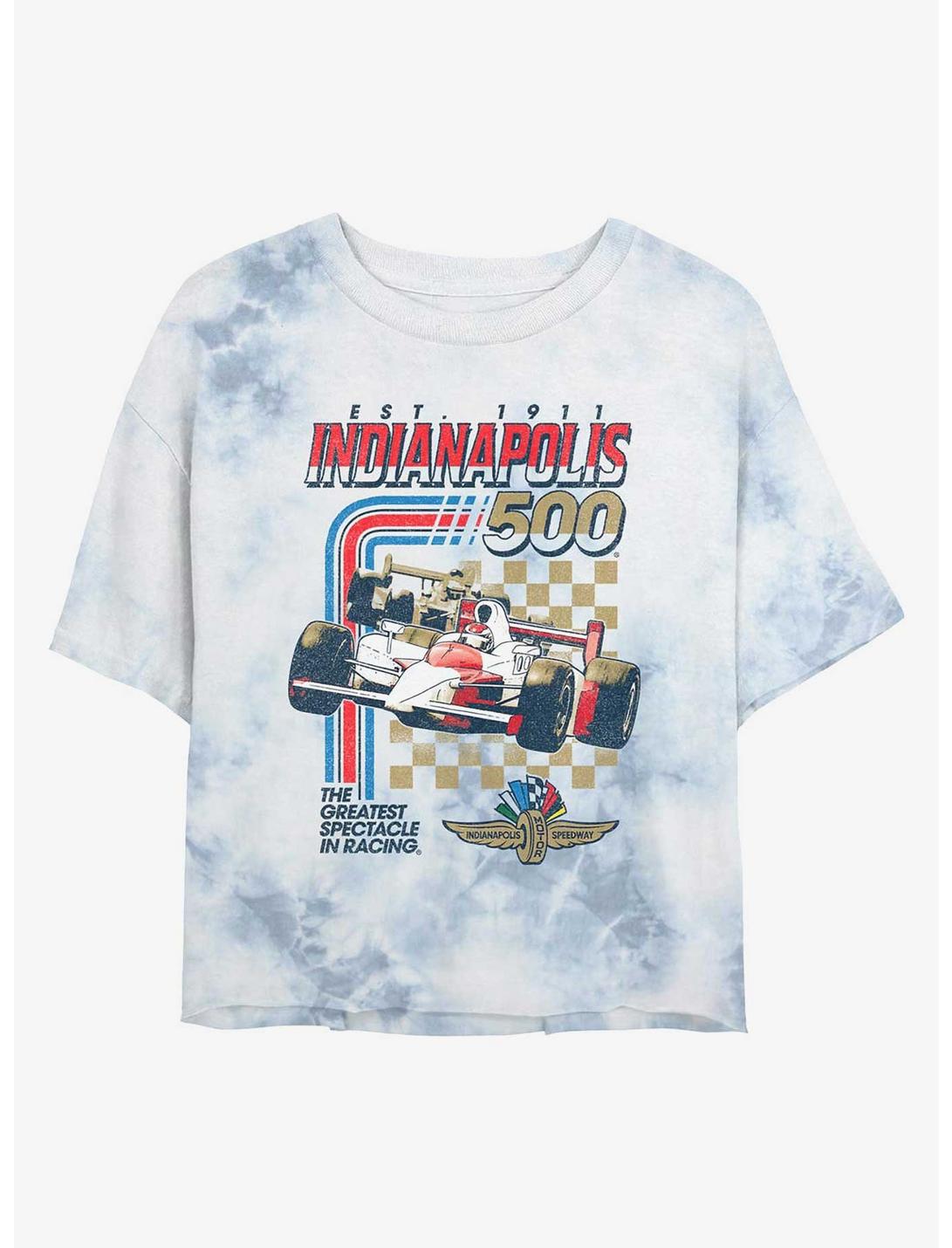 Indianapolis 500 Racing Stripes Girls Tie-Dye Crop T-Shirt
