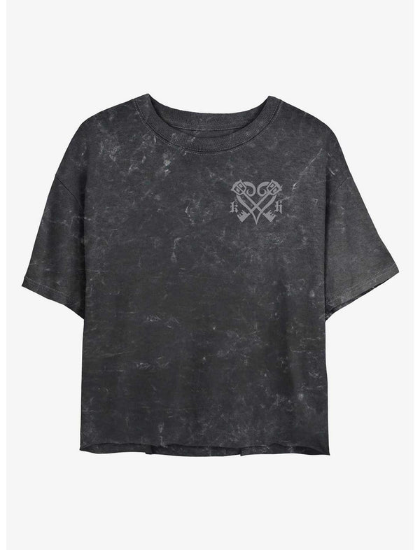 Disney Kingdom Hearts Kingdom Hearts Crest Girls Mineral Wash Crop T-Shirt