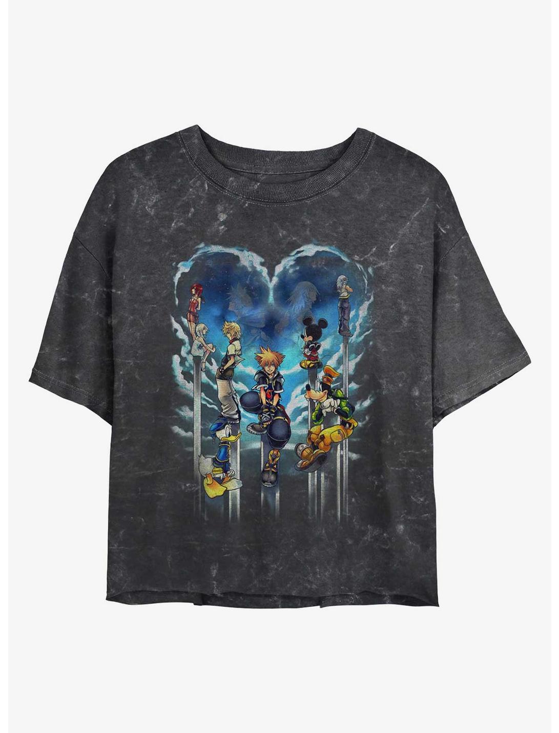 Disney Kingdom Hearts Clouded Horizon Girls Mineral Wash Crop T-Shirt