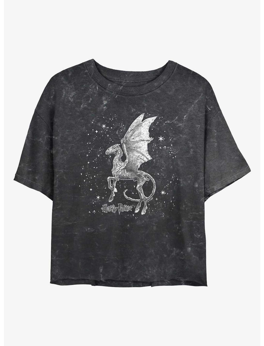 Harry Potter Thestral Moon Girls Mineral Wash Crop T-Shirt