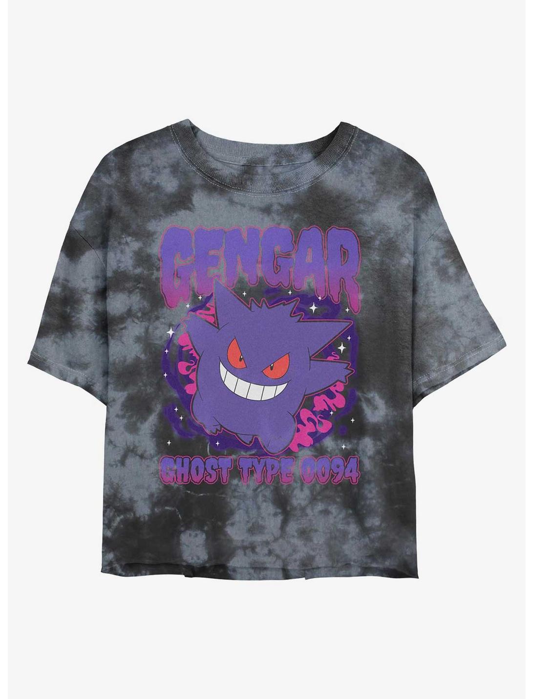 Pokemon Gengar Shadow Pokemon Girls Tie-Dye Crop T-Shirt