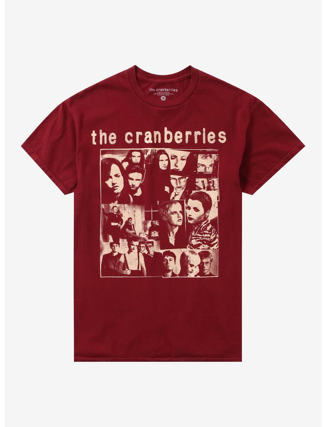 T-shirt grenat avec collage photo du groupe The Cranberries