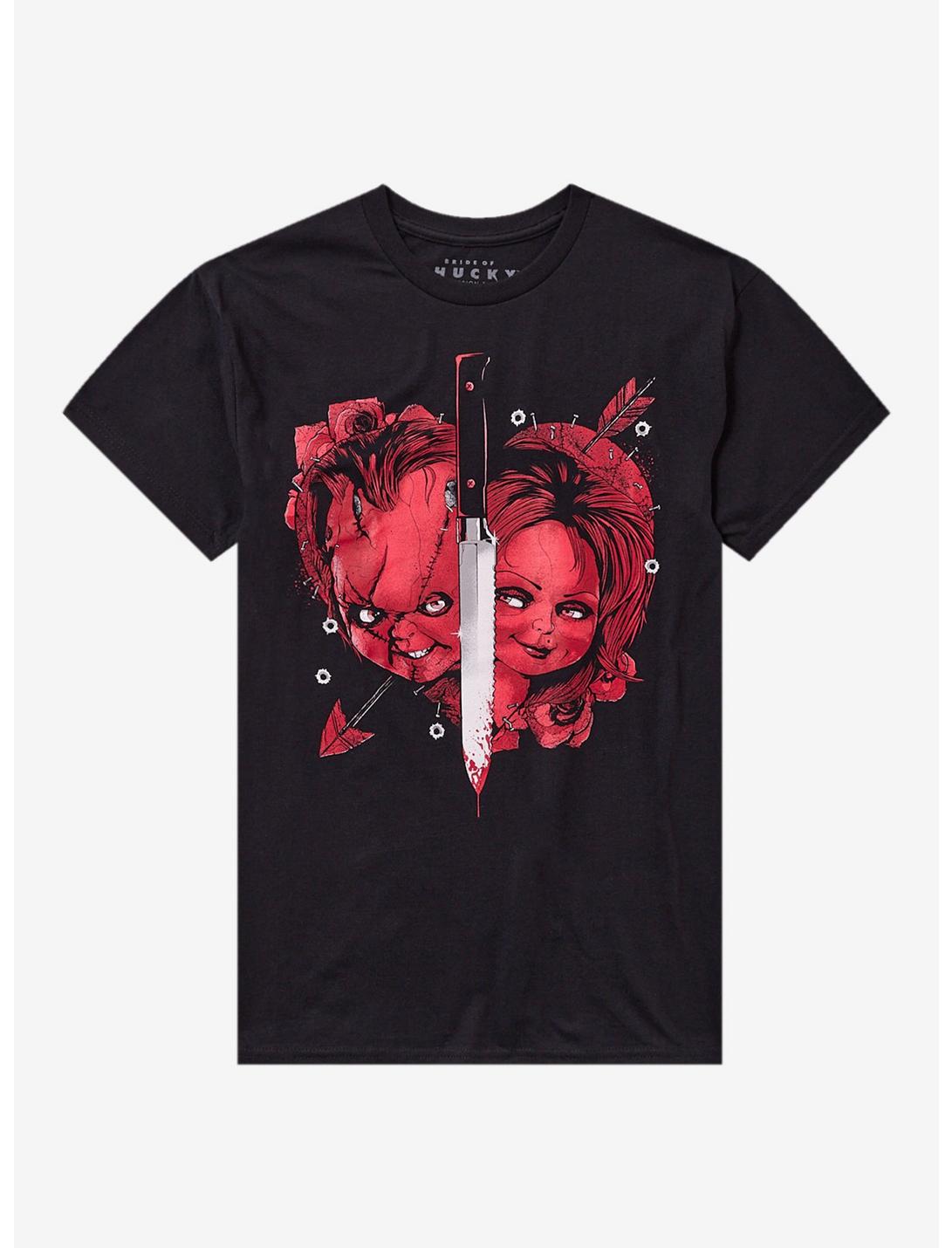 T-shirt portrait Chucky et Tiffany avec couteau