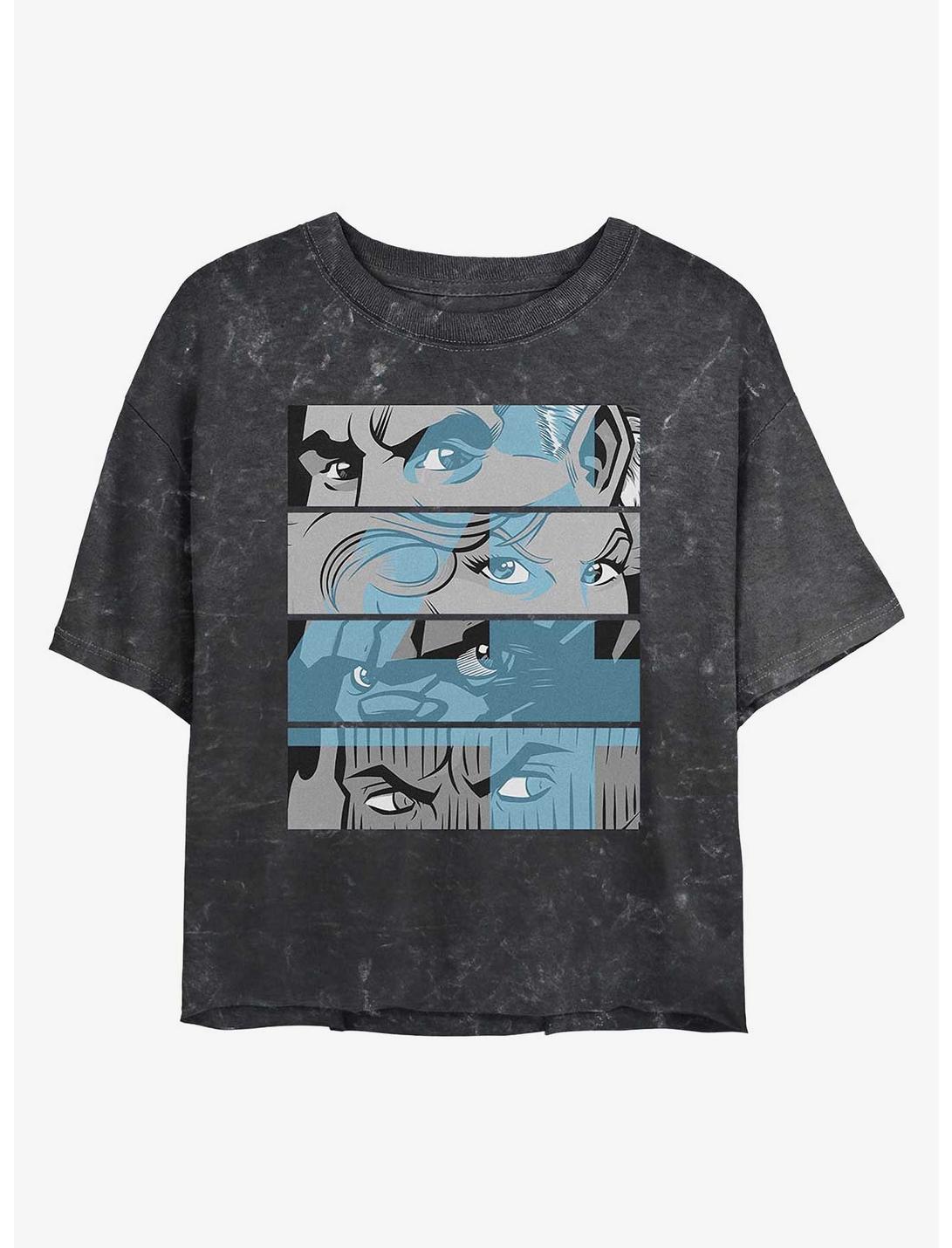 Marvel Fantastic Four Fantastic Blue Eyes Girls Mineral Wash Crop T-Shirt