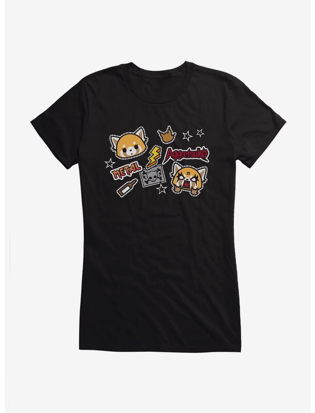 T-shirt Aggretsuko Metal Gig Stickers pour filles