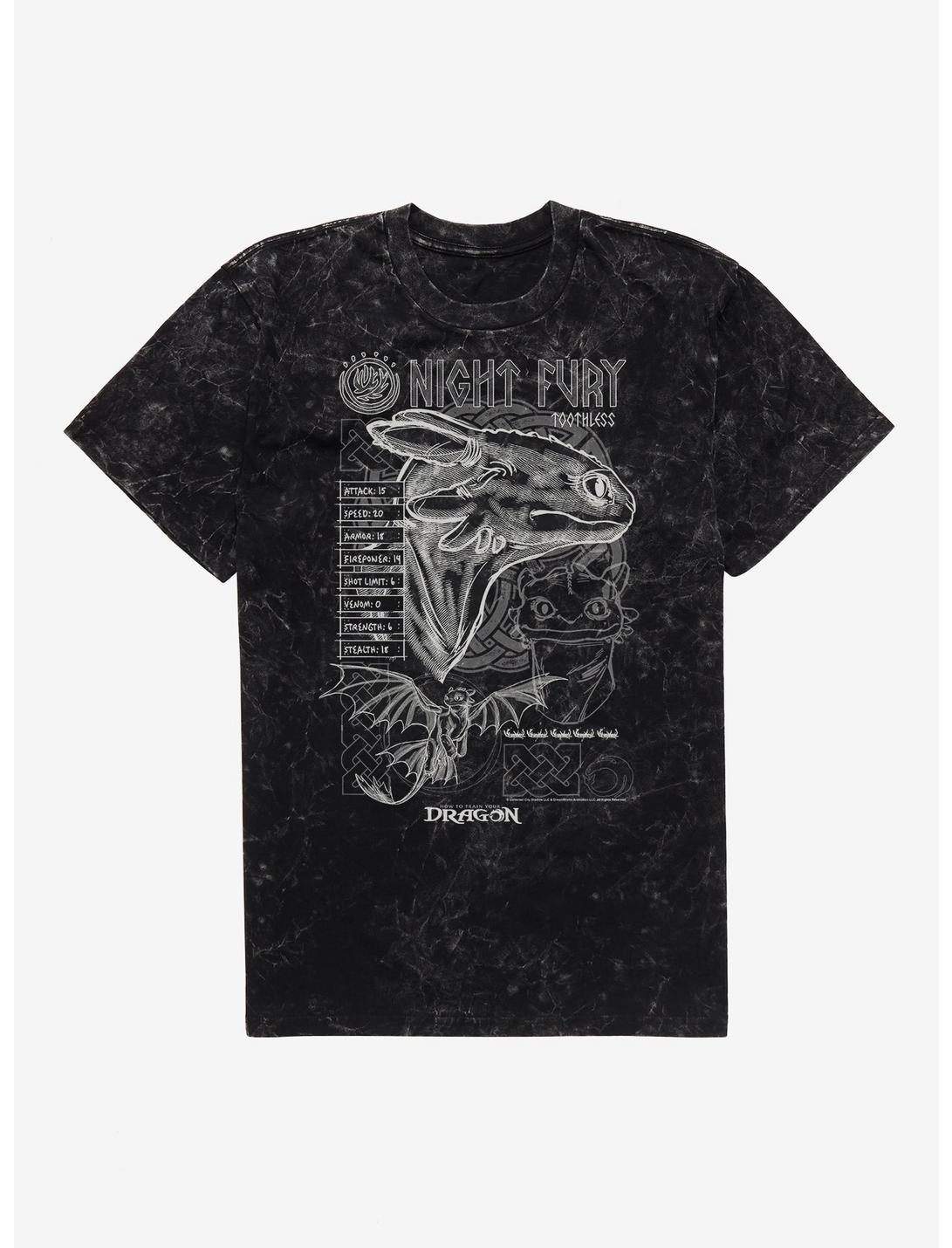 How To Train Your Dragon Toothless Stats Mineral Wash T-Shirt