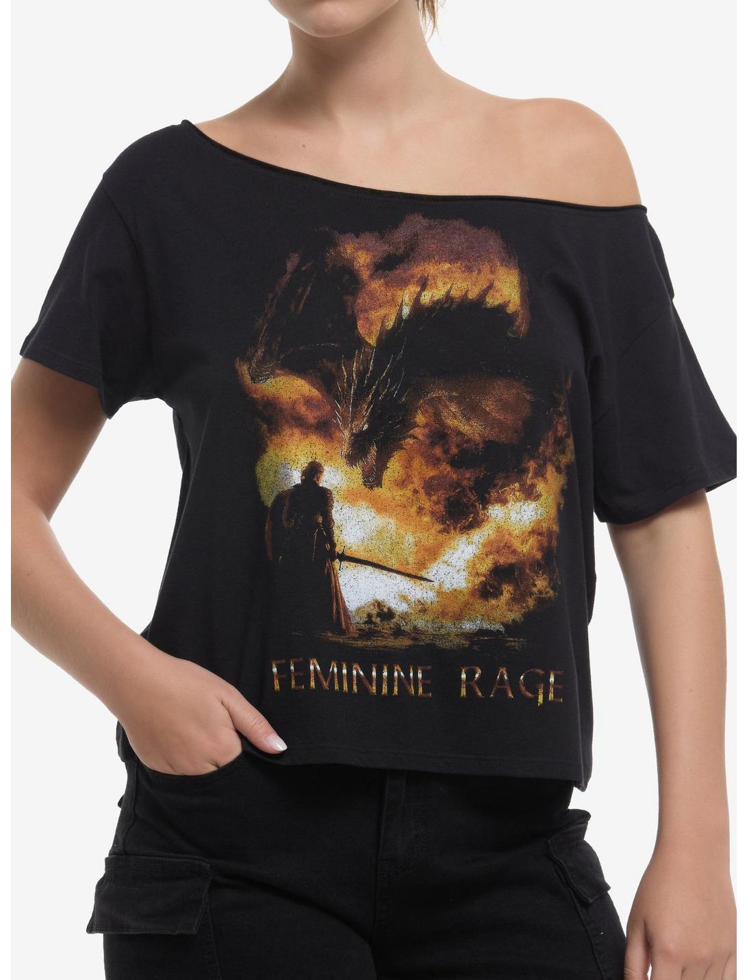 Feminine Rage Dragon Girls Off-Shoulder T-Shirt